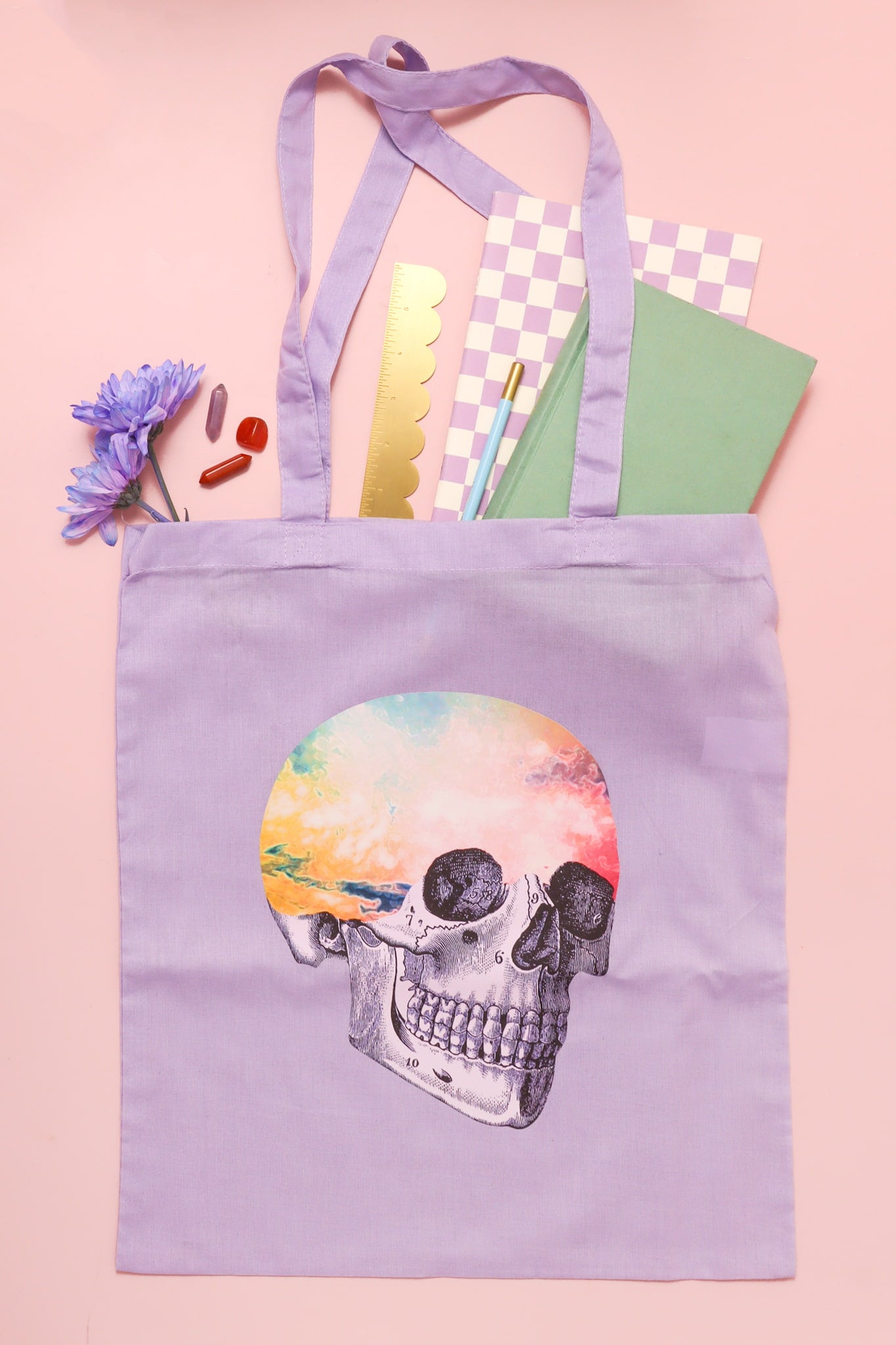 Candy Cloud Skull Lilac Tote Bag