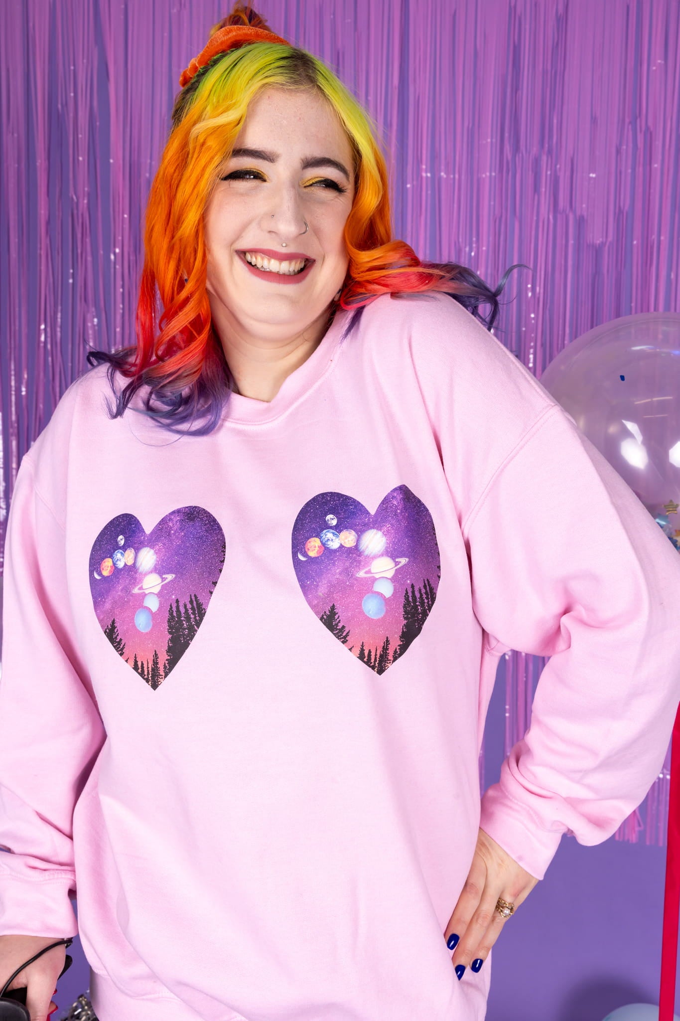 Planet Heart Pastel Pink Sweater