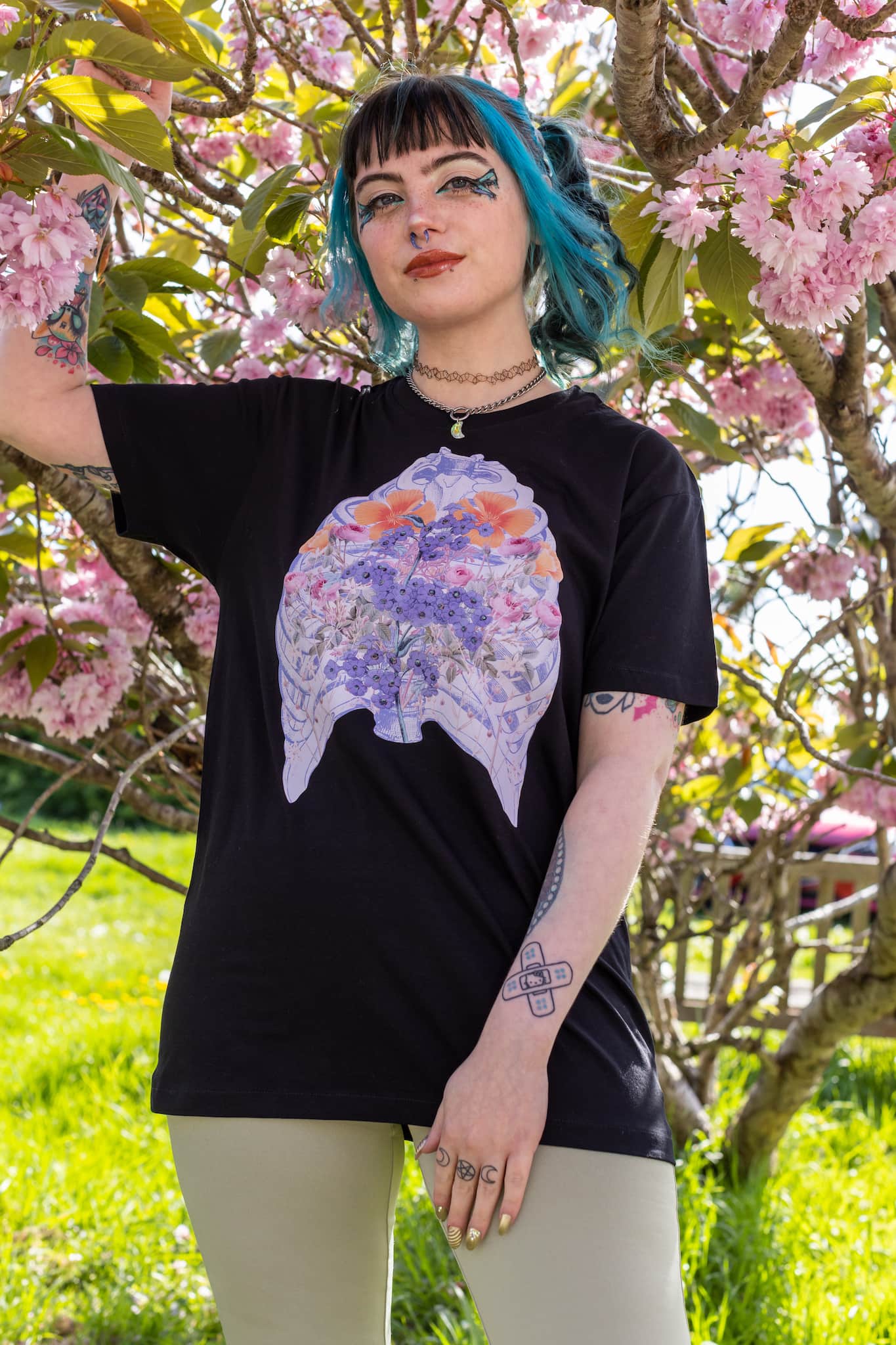 Lavender Ribcage Black Graphic Tee – The Grunge Monkey