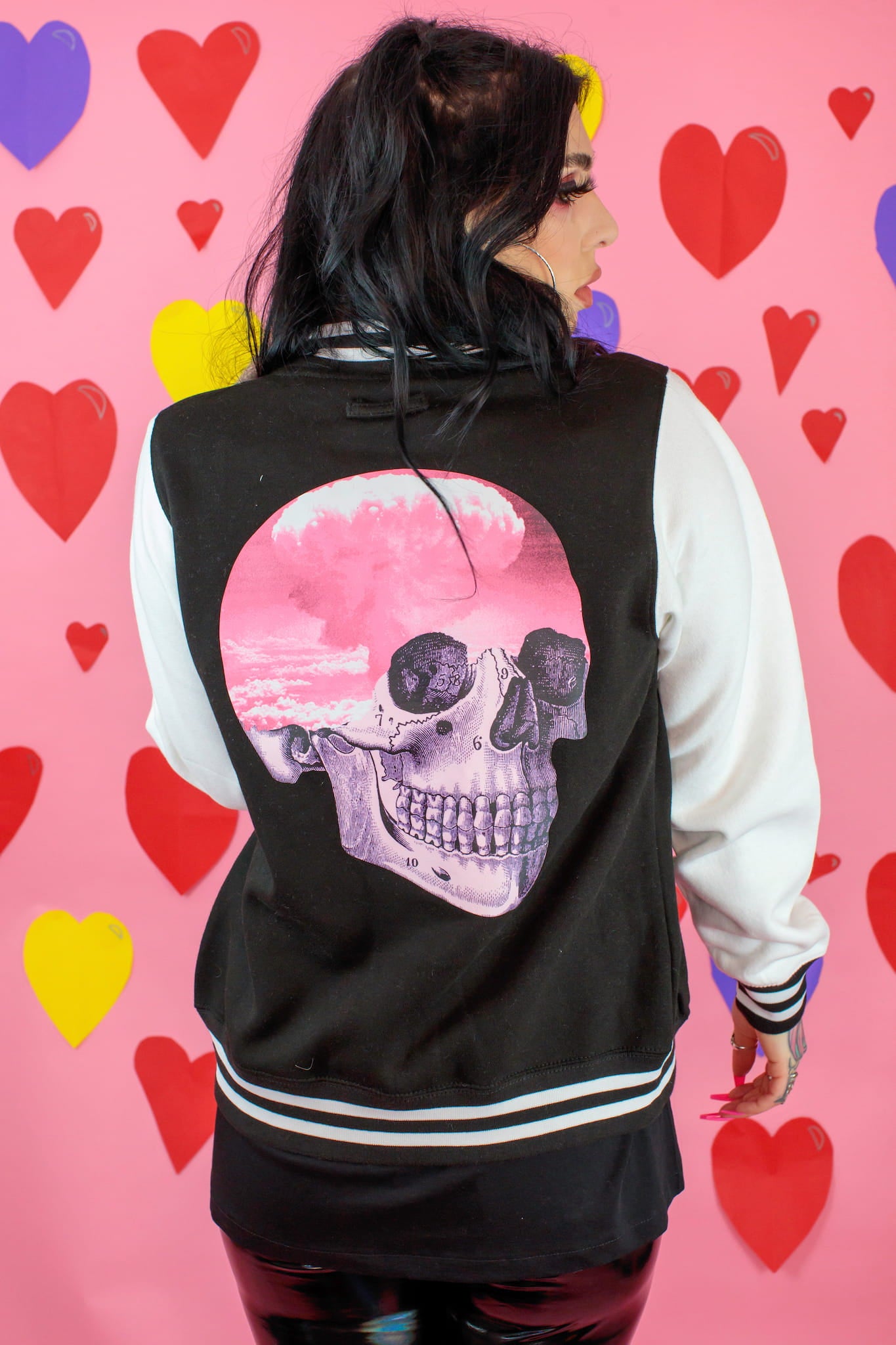 Atomic Cloud Skull Black & White Varsity Jacket – The Grunge Monkey
