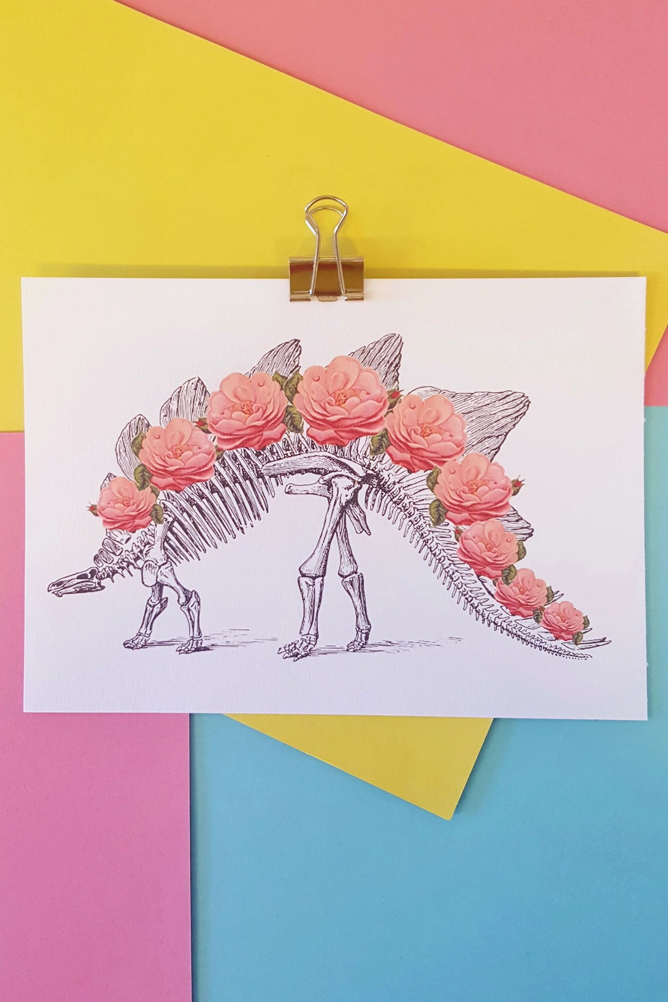 Dino Skeleton Roses Art Print – The Grunge Monkey
