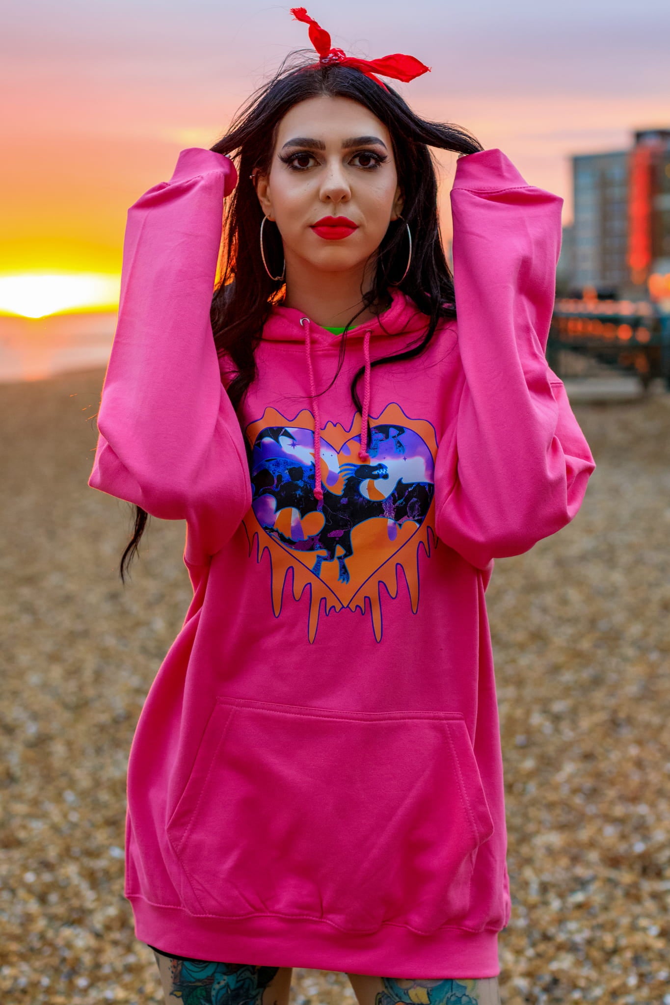 Hot pink hoodie discount