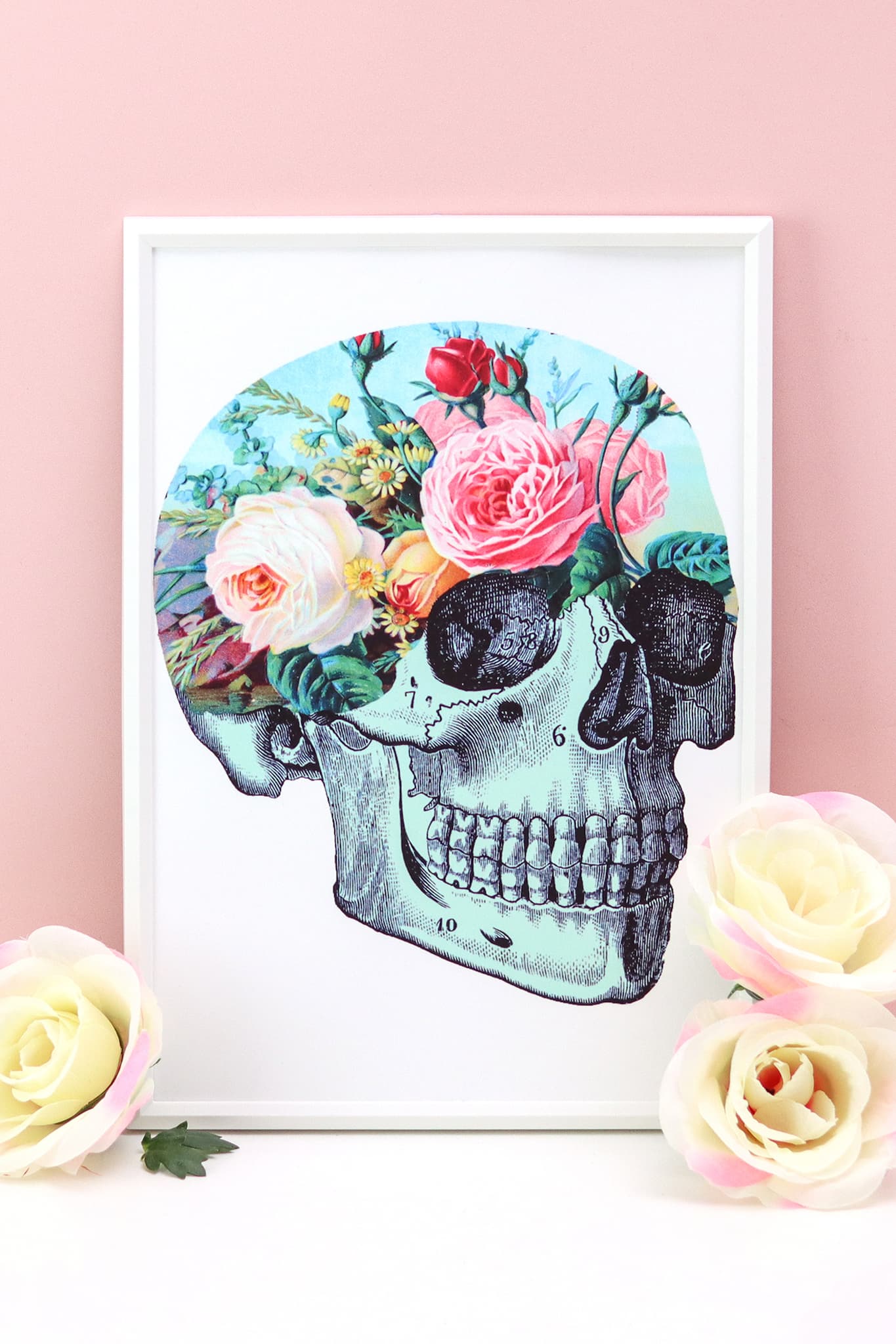 Garden Floral Skull Art Print