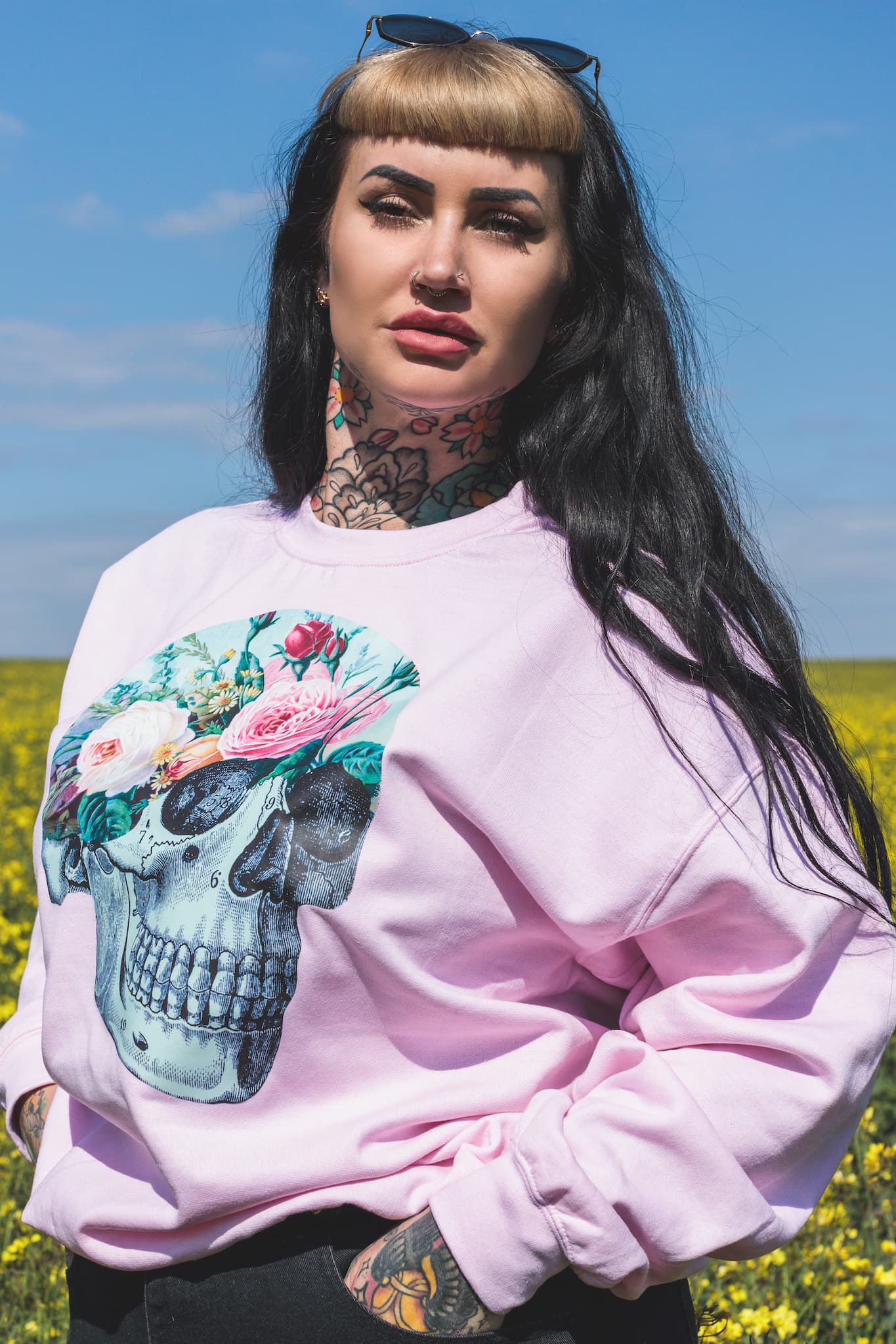pink skull sweater